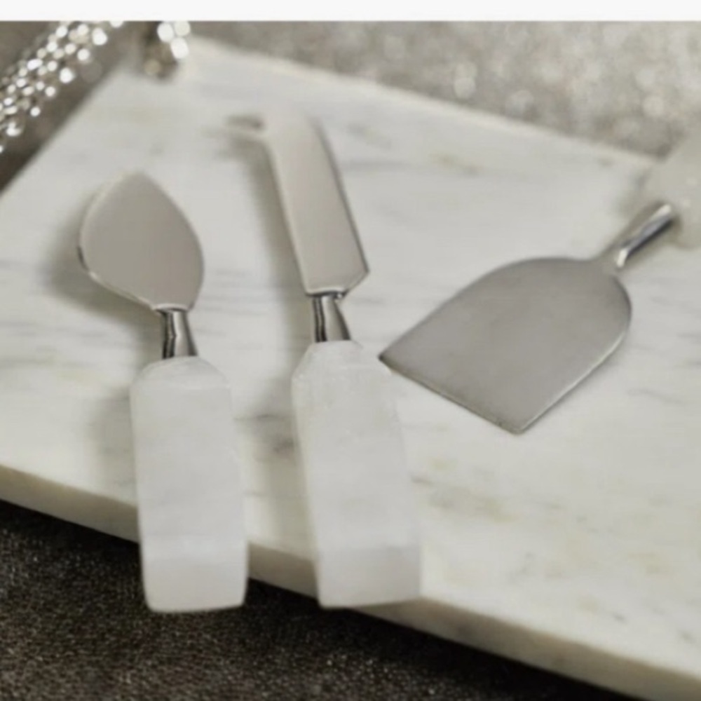 NWT Alabaster and stainless Steel Cheese Knives Serving Set. - Picture 7 of 9